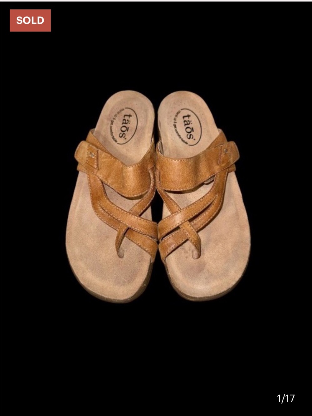 Taos Perfect Tan Leather Crisscross Slide Sandals 7